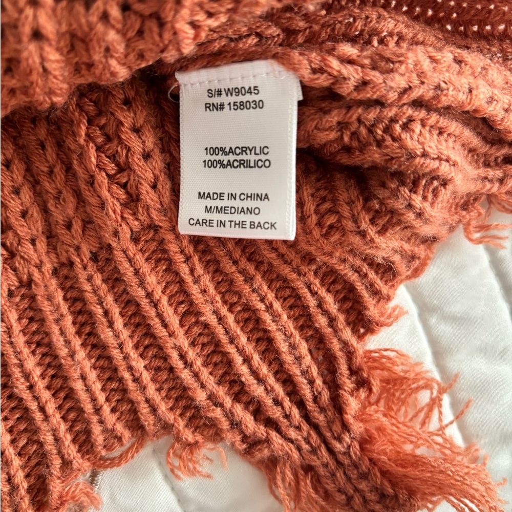 Rust Distressed V-Neck Sweater - Picture 4 of 5